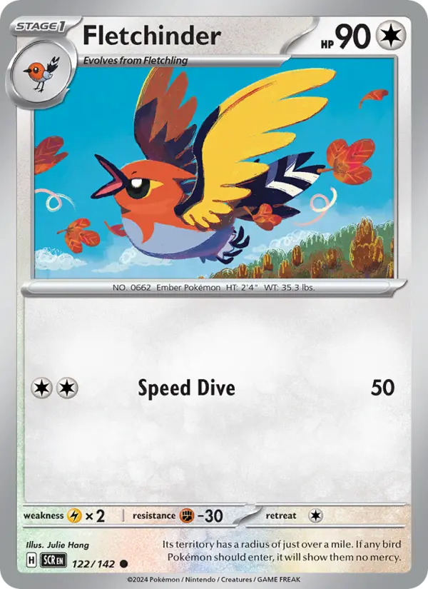 Fletchinder 122 Stellar Crown (SV7) Pokemon Card