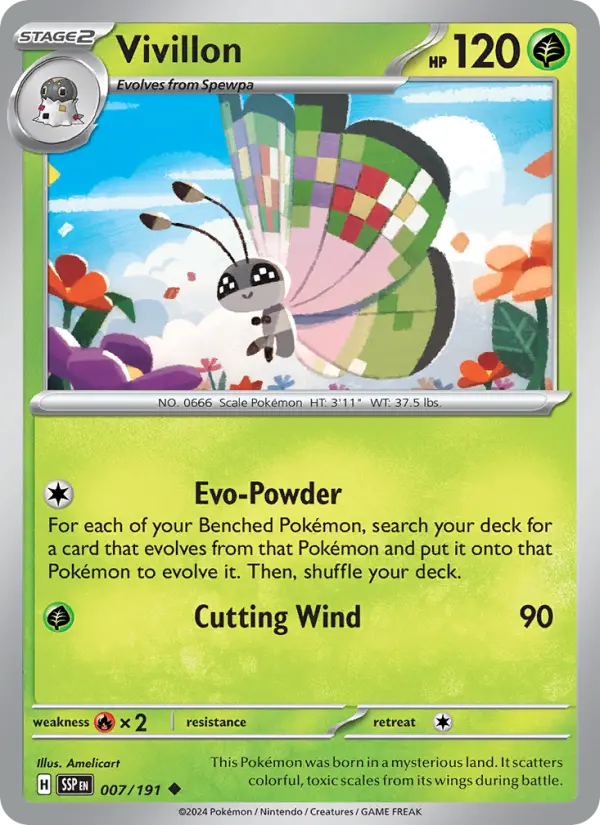 Vivillon 007 Surging Sparks (SV8) Pokemon Card