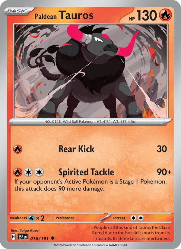 Paldean Tauros 018 Surging Sparks (SV8) Pokemon Card