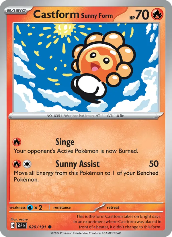 Castform Sunny Form 020 Surging Sparks (SV8) Pokemon Card