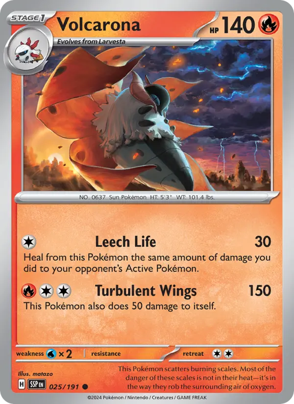 Volcarona 025 Surging Sparks (SV8) Pokemon Card