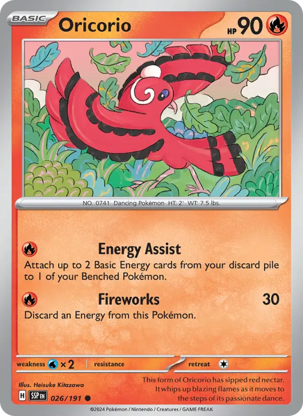 Oricorio 026 Surging Sparks (SV8) Pokemon Card