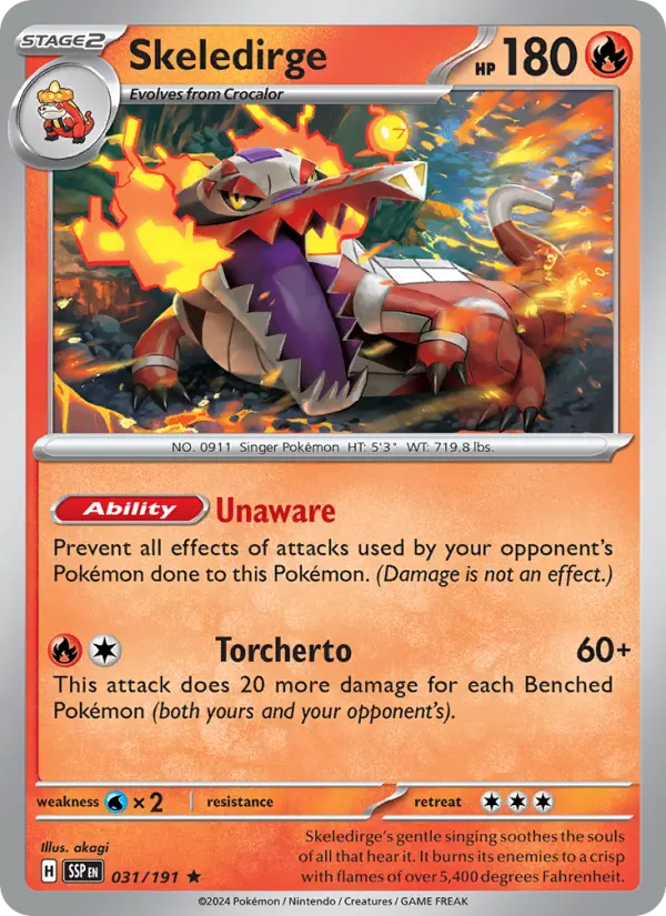Skeledirge 031 Surging Sparks (SV8) Pokemon Card