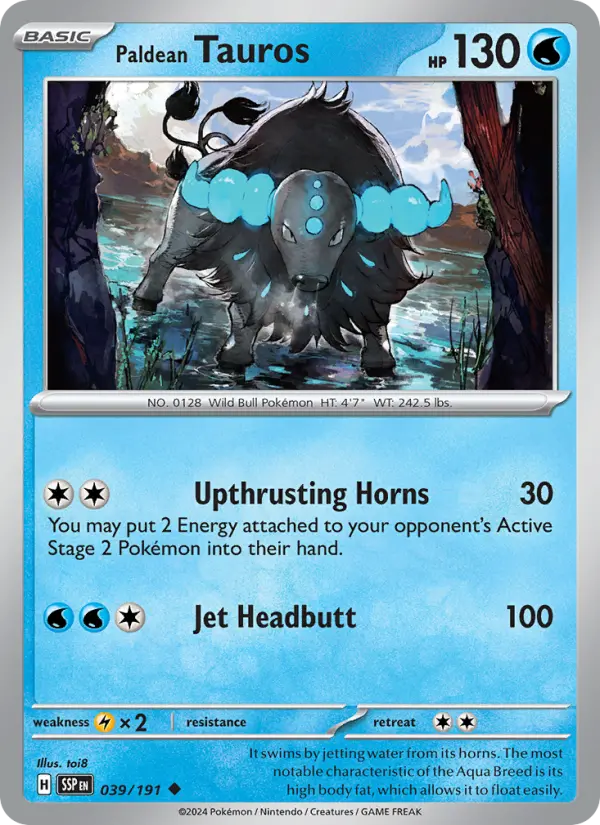 Paldean Tauros 039 Surging Sparks (SV8) Pokemon Card
