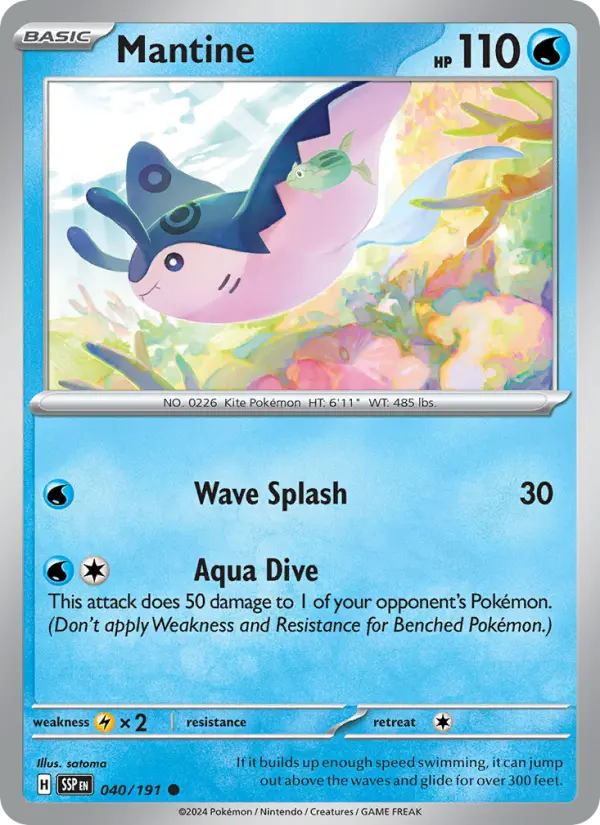Mantine 040 Surging Sparks (SV8) Pokemon Card