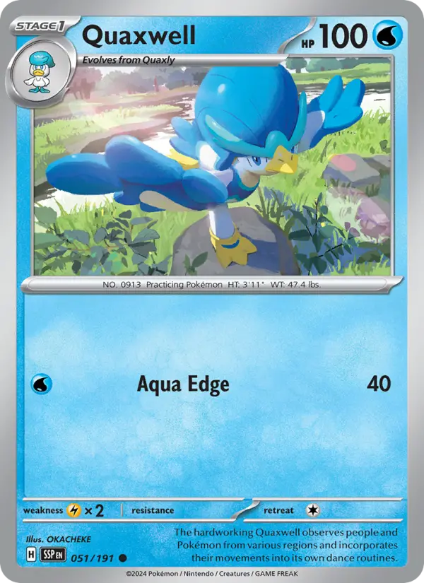 Quaxwell 051 Surging Sparks (SV8) Pokemon Card