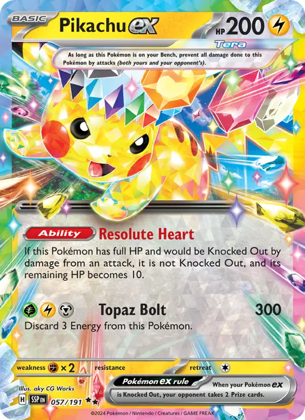 Pikachu ex 057 Surging Sparks (SV8) Pokemon Card