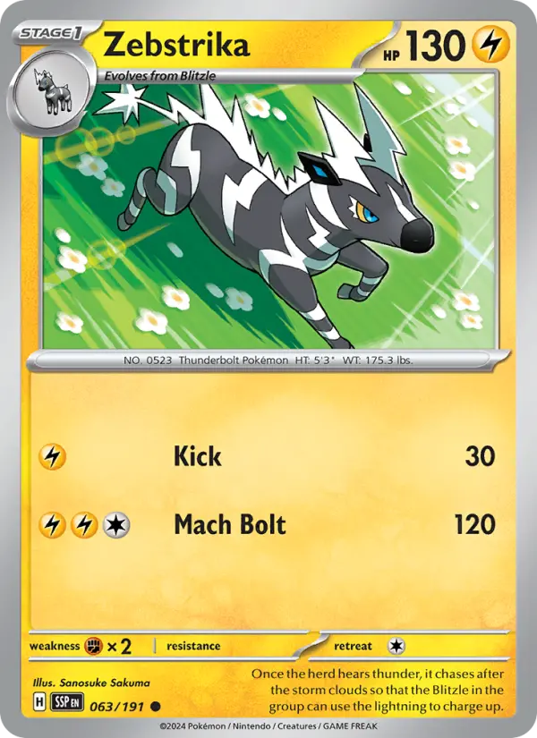 Zebstrika 063 Surging Sparks (SV8) Pokemon Card