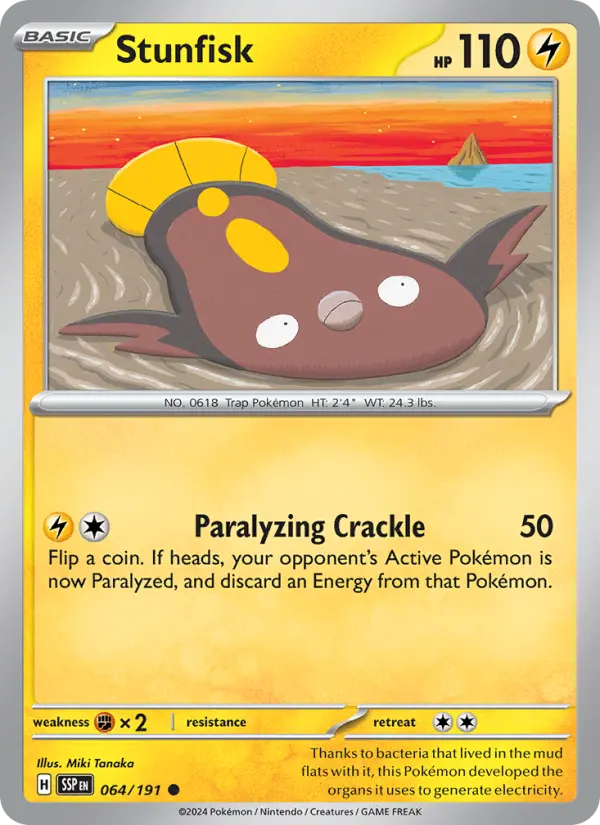 Stunfisk 064 Surging Sparks (SV8) Pokemon Card