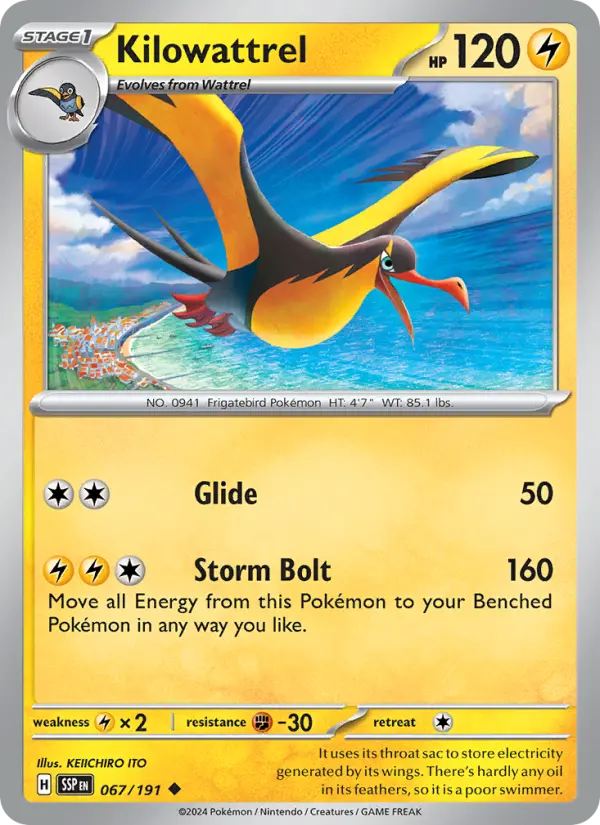 Kilowattrel 067 Surging Sparks (SV8) Pokemon Card