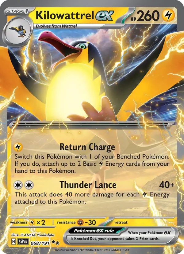 Kilowattrel ex 068 Surging Sparks (SV8) Pokemon Card