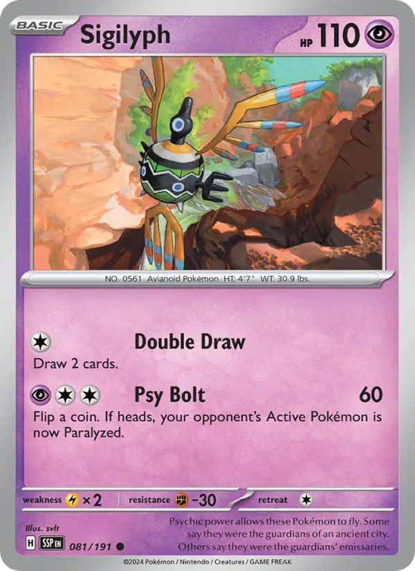 Sigilyph 081 Surging Sparks (SV8) Pokemon Card