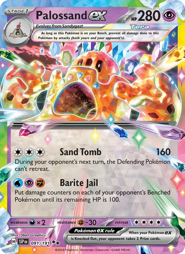 Palossand ex 091 Surging Sparks (SV8) Pokemon Card