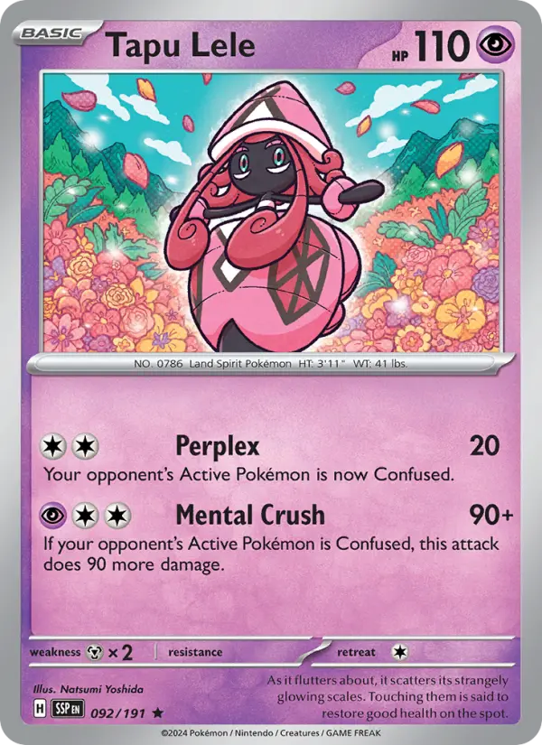 Tapu Lele 092 Surging Sparks (SV8) Pokemon Card