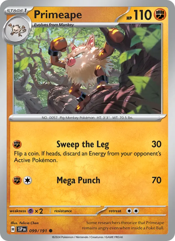 Primeape 099 Surging Sparks (SV8) Pokemon Card
