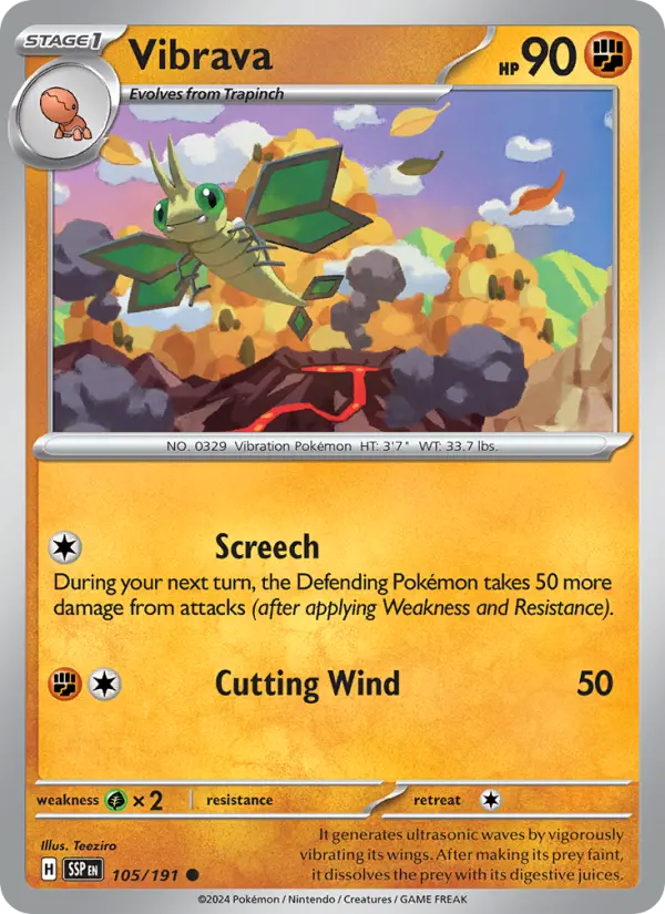 Vibrava 105 Surging Sparks (SV8) Pokemon Card