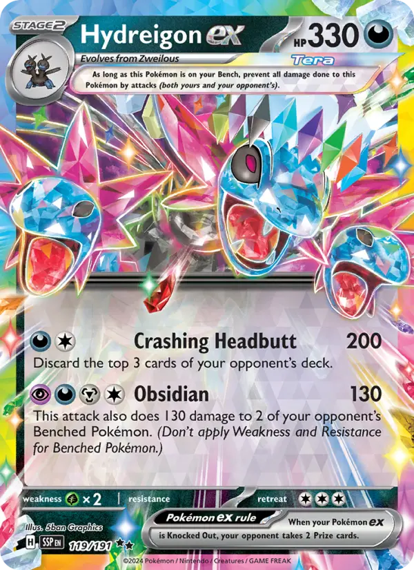 Hydreigon ex 119 Surging Sparks (SV8) Pokemon Card