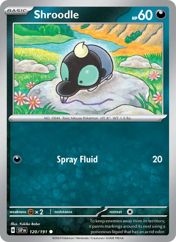 Shroodle 120 Surging Sparks (SV8) Pokemon Card