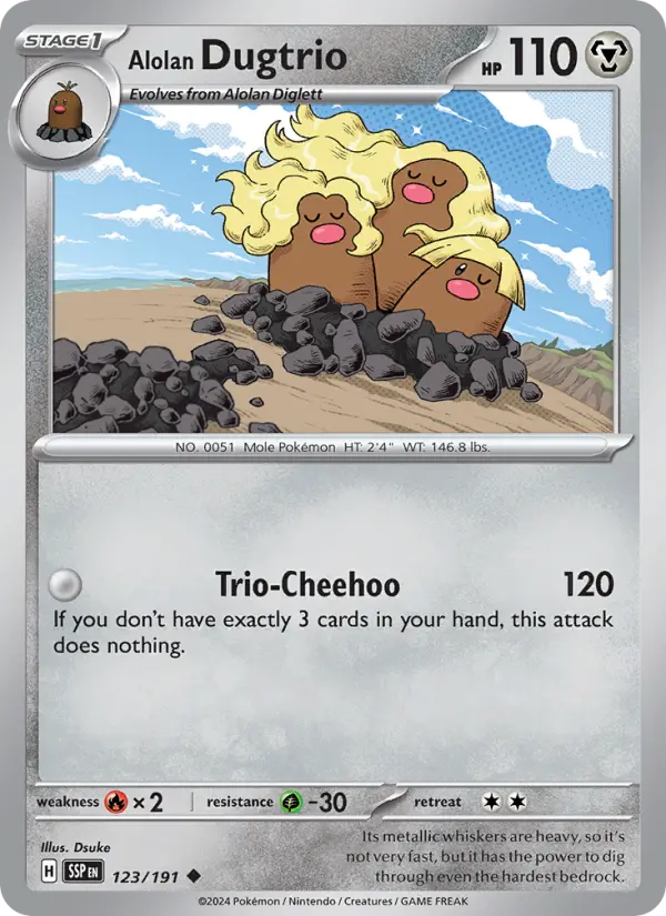 Alolan Dugtrio 123 Surging Sparks (SV8) Pokemon Card