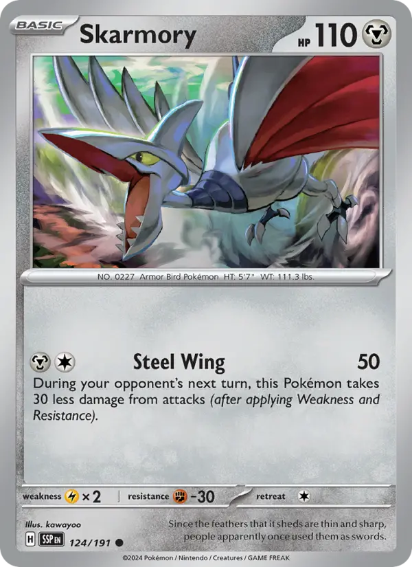 Skarmory 124 Surging Sparks (SV8) Pokemon Card