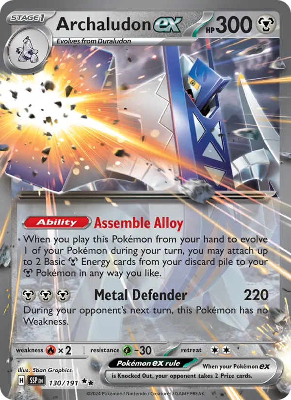 Archaludon ex 130 Surging Sparks (SV8) Pokemon Card