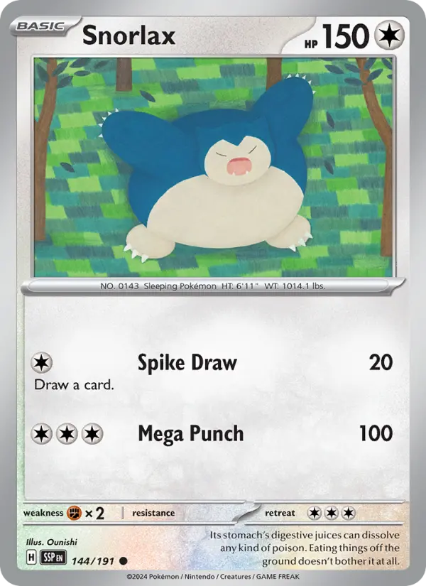 Snorlax 144 Surging Sparks (SV8) Pokemon Card
