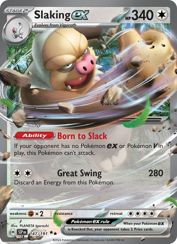 Slaking ex 147 Surging Sparks (SV8) Pokemon Card