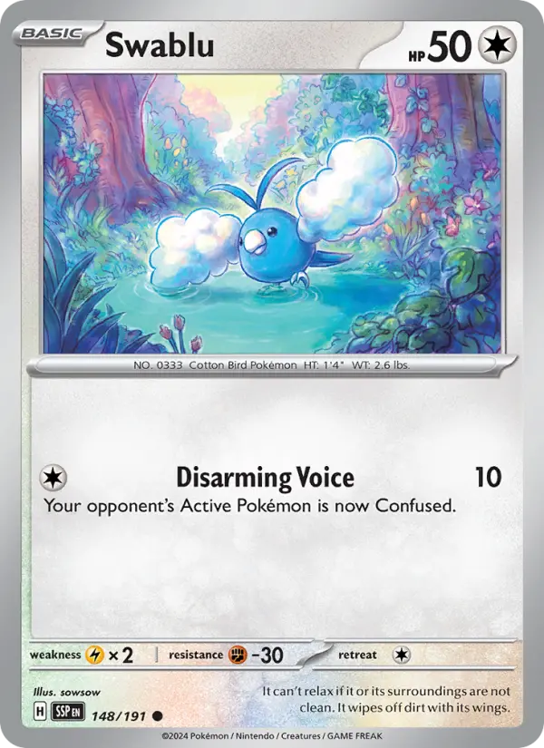 Swablu 148 Surging Sparks (SV8) Pokemon Card