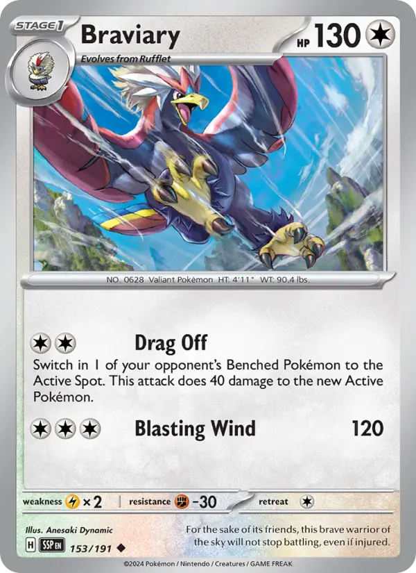 Braviary 153 Surging Sparks (SV8) Pokemon Card