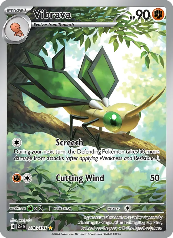 Vibrava 206 Surging Sparks (SV8) Pokemon Card