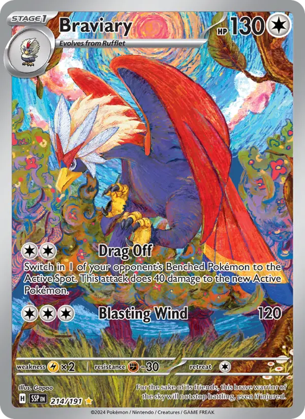 Braviary 214 Surging Sparks (SV8) Pokemon Card