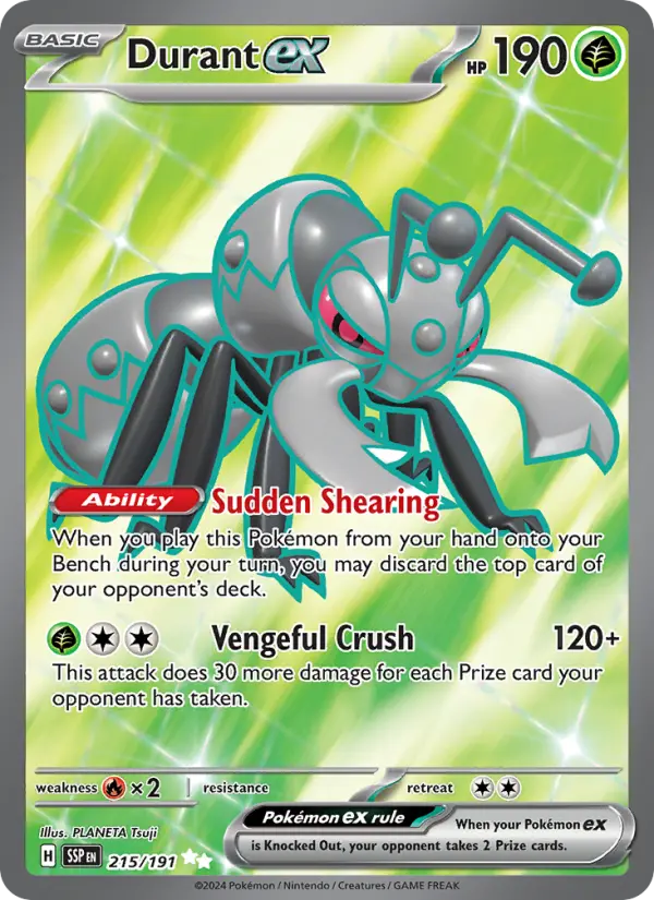 Durant ex 215 Surging Sparks (SV8) Pokemon Card