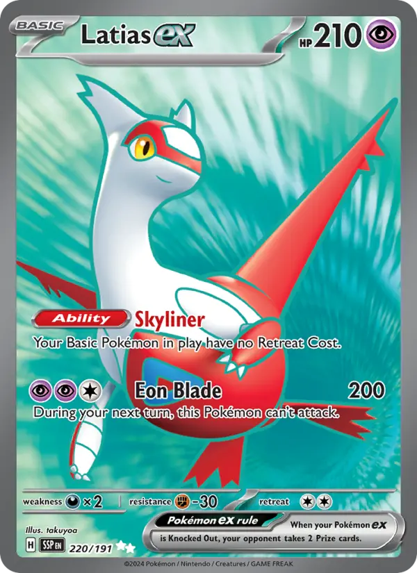Latias ex 220 Surging Sparks (SV8) Pokemon Card