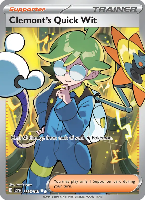Clemont's Quick Wit 229 Surging Sparks (SV8) Pokemon Card