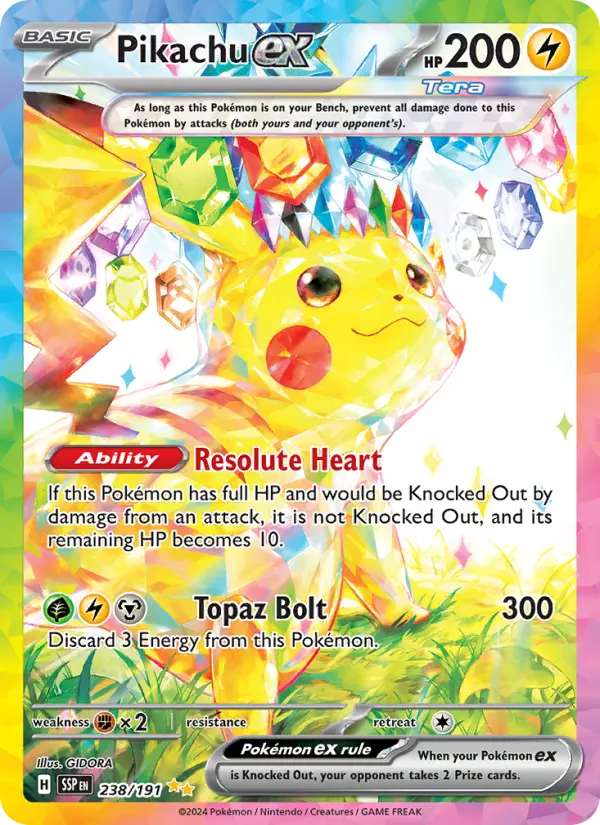 Pikachu ex 238 Surging Sparks (SV8) Pokemon Card