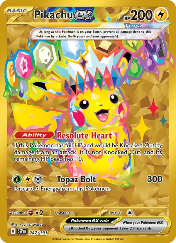 Pikachu ex 247 Surging Sparks (SV8) Pokemon Card