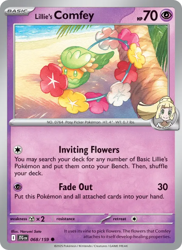 Lillie's Comfey 068 Journey Together (SV9) Pokemon Card