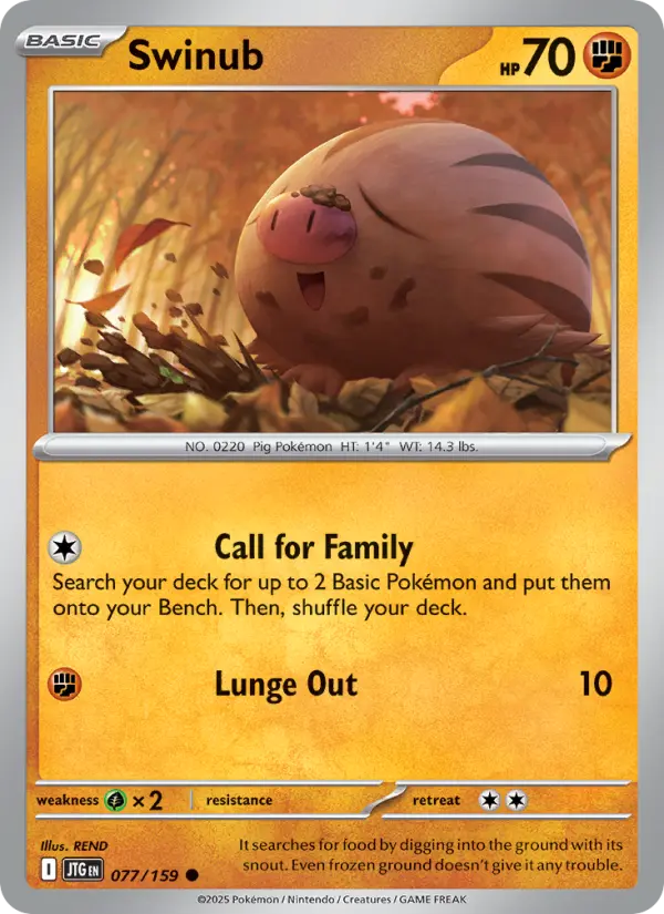 Swinub 077 Journey Together (SV9) Pokemon Card
