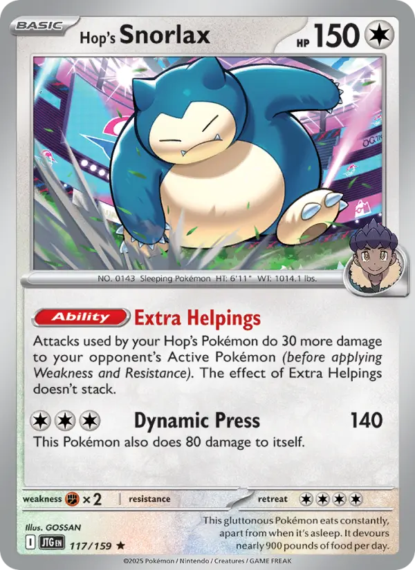 Hop's Snorlax 117 Journey Together (SV9) Pokemon Card