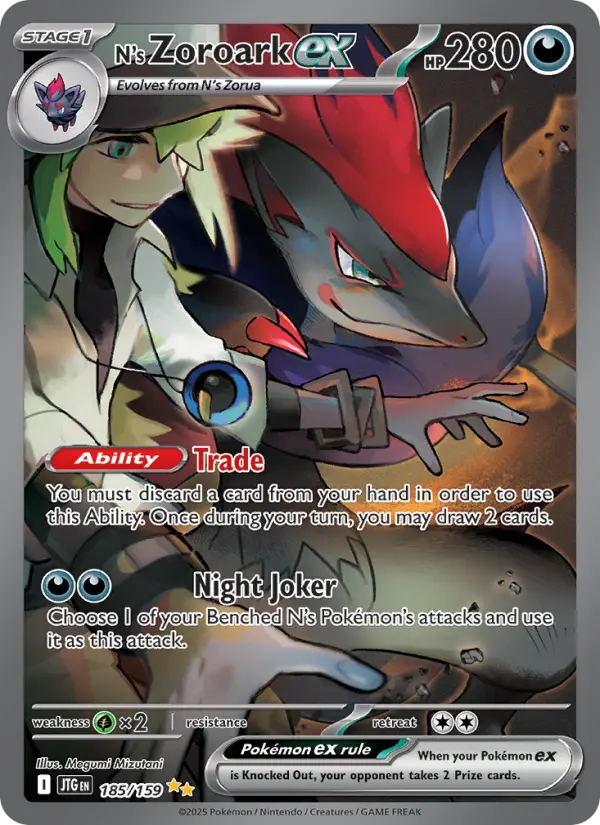N's Zoroark ex 185 Journey Together (SV9) Pokemon Card