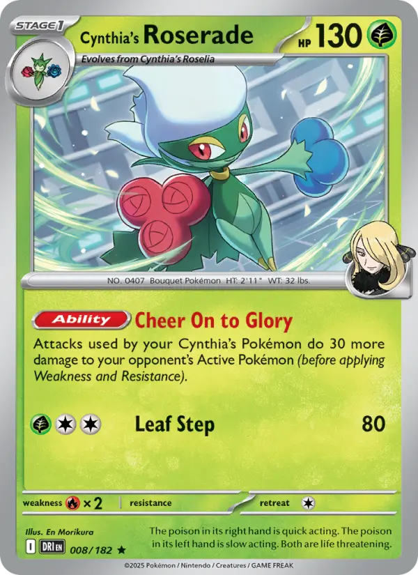 Cynthia's Roserade 008 Destined Rivals (SV10) Pokemon Card