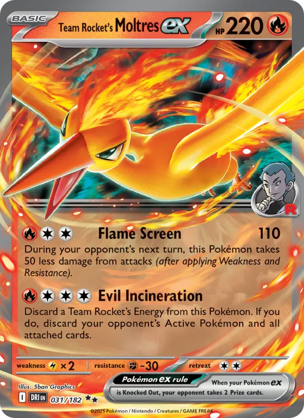 Team Rocket's Moltres ex 031 Destined Rivals (SV10) Pokemon Card