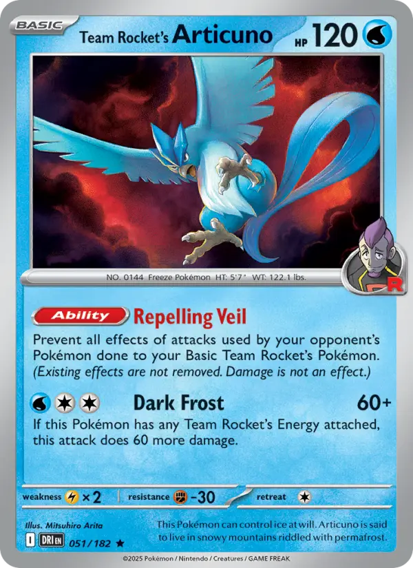 Team Rocket's Articuno 051 Destined Rivals (SV10) Pokemon Card