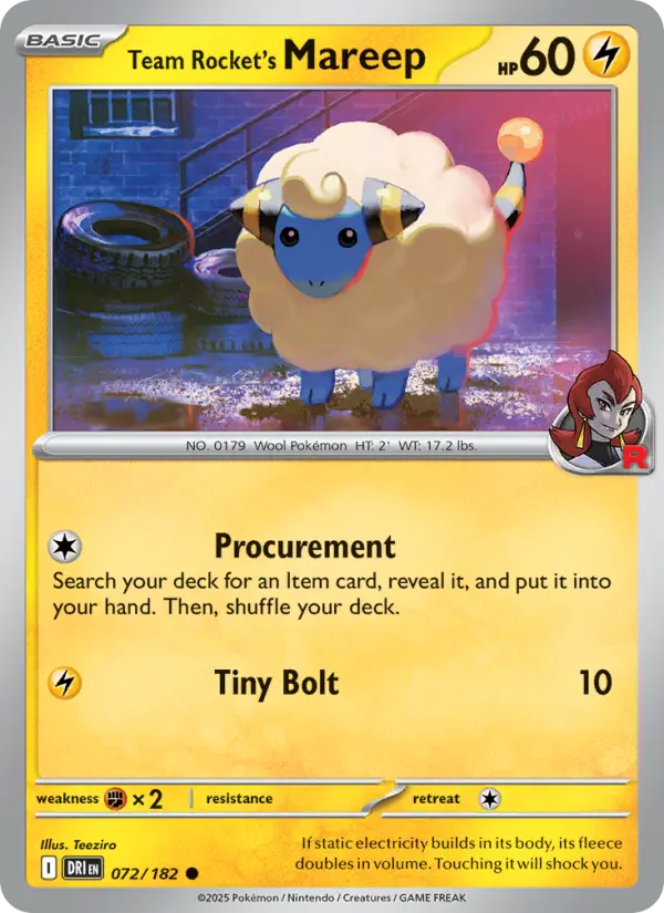 Team Rocket's Mareep 072 Destined Rivals (SV10) Pokemon Card