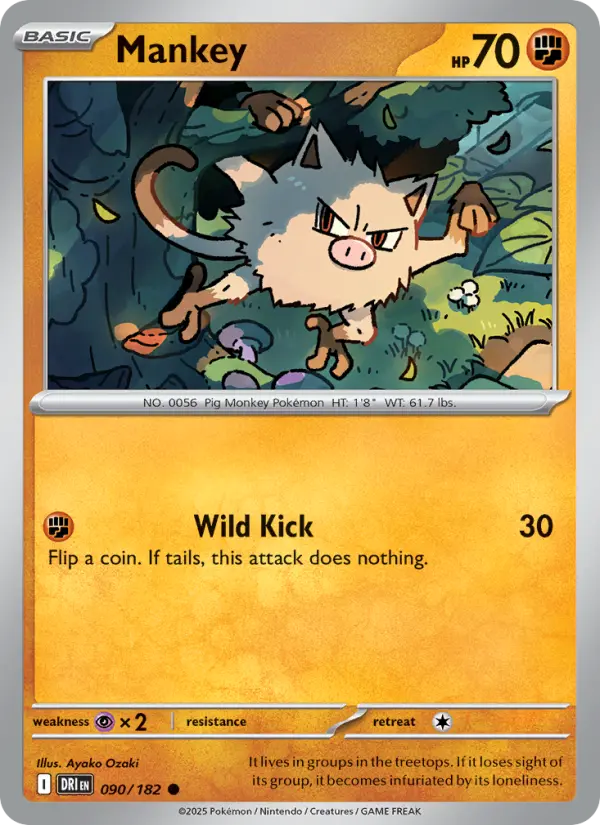 Mankey 090 Destined Rivals (SV10) Pokemon Card