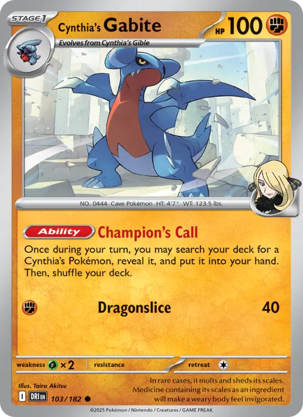 Cynthia's Gabite 103 Destined Rivals (SV10) Pokemon Card