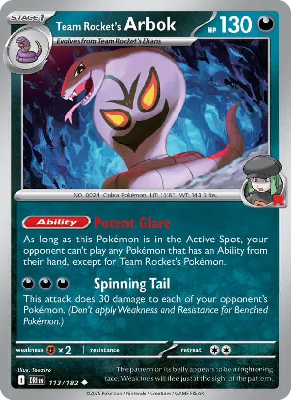 Team Rocket's Arbok 113 Destined Rivals (SV10) Pokemon Card