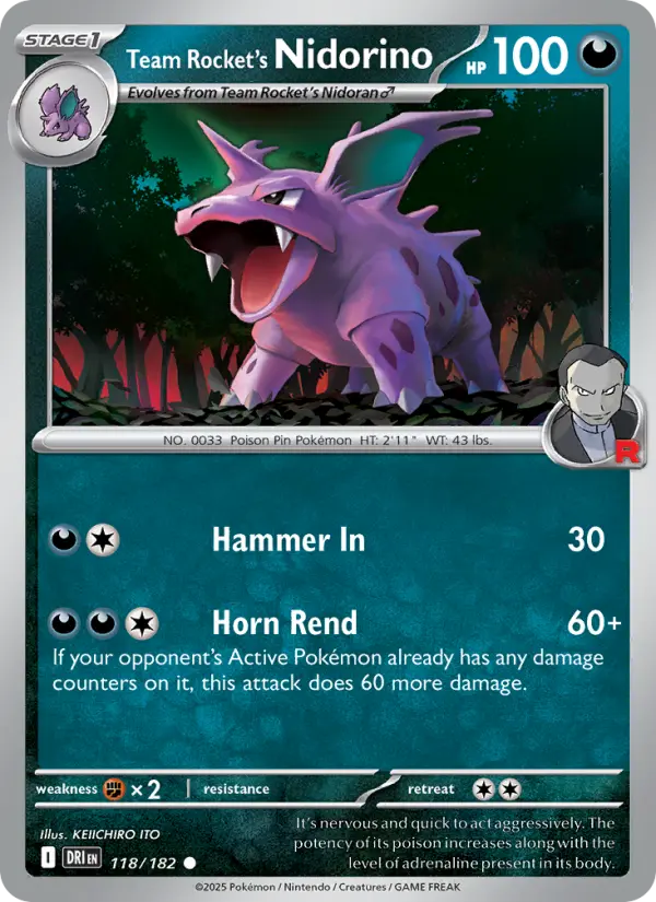 Team Rocket's Nidorino 118 Destined Rivals (SV10) Pokemon Card