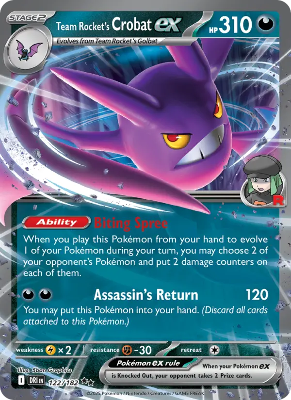 Team Rocket's Crobat ex 122 Destined Rivals (SV10) Pokemon Card