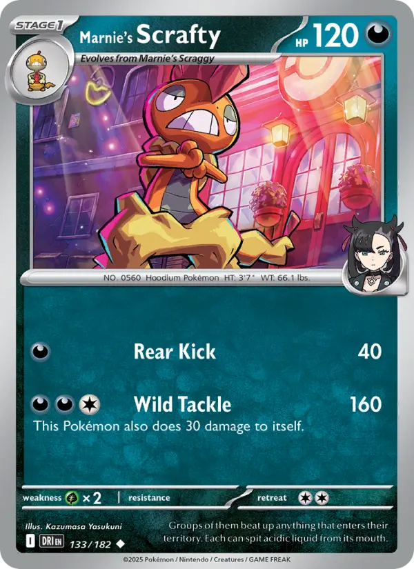 Marnie's Scrafty 133 Destined Rivals (SV10) Pokemon Card